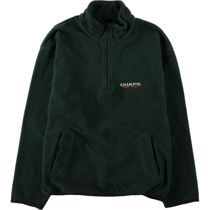 Ralph Lauren CHAPS Half-Zip Fleece Pullover, Men's XXL (approx.) polyester Green type dark green Vintage Second Hand