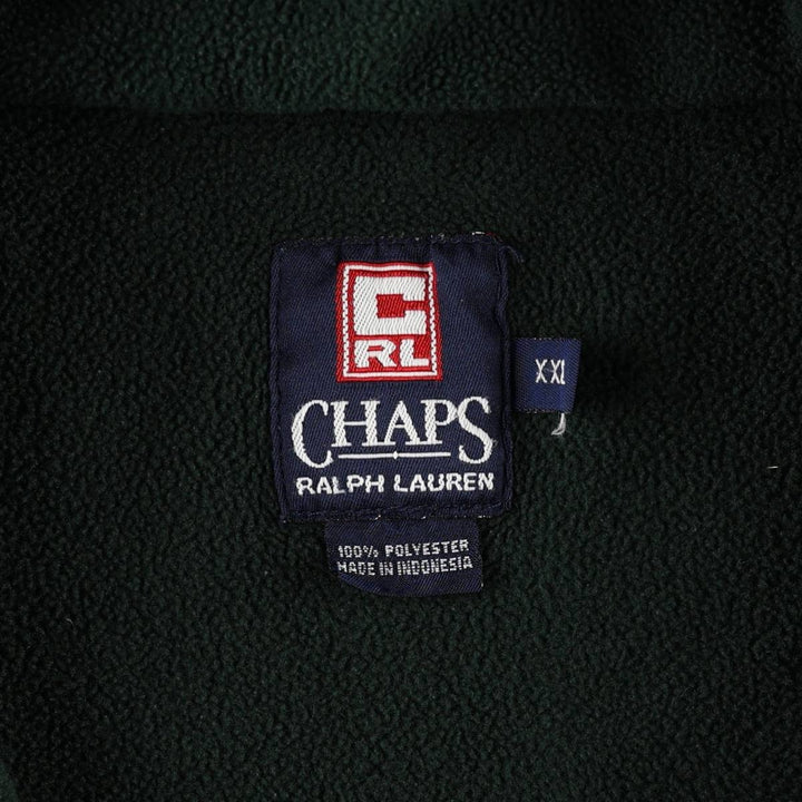 Ralph Lauren CHAPS Half-Zip Fleece Pullover, Men's XXL (approx.) polyester Green type dark green Vintage Second Hand