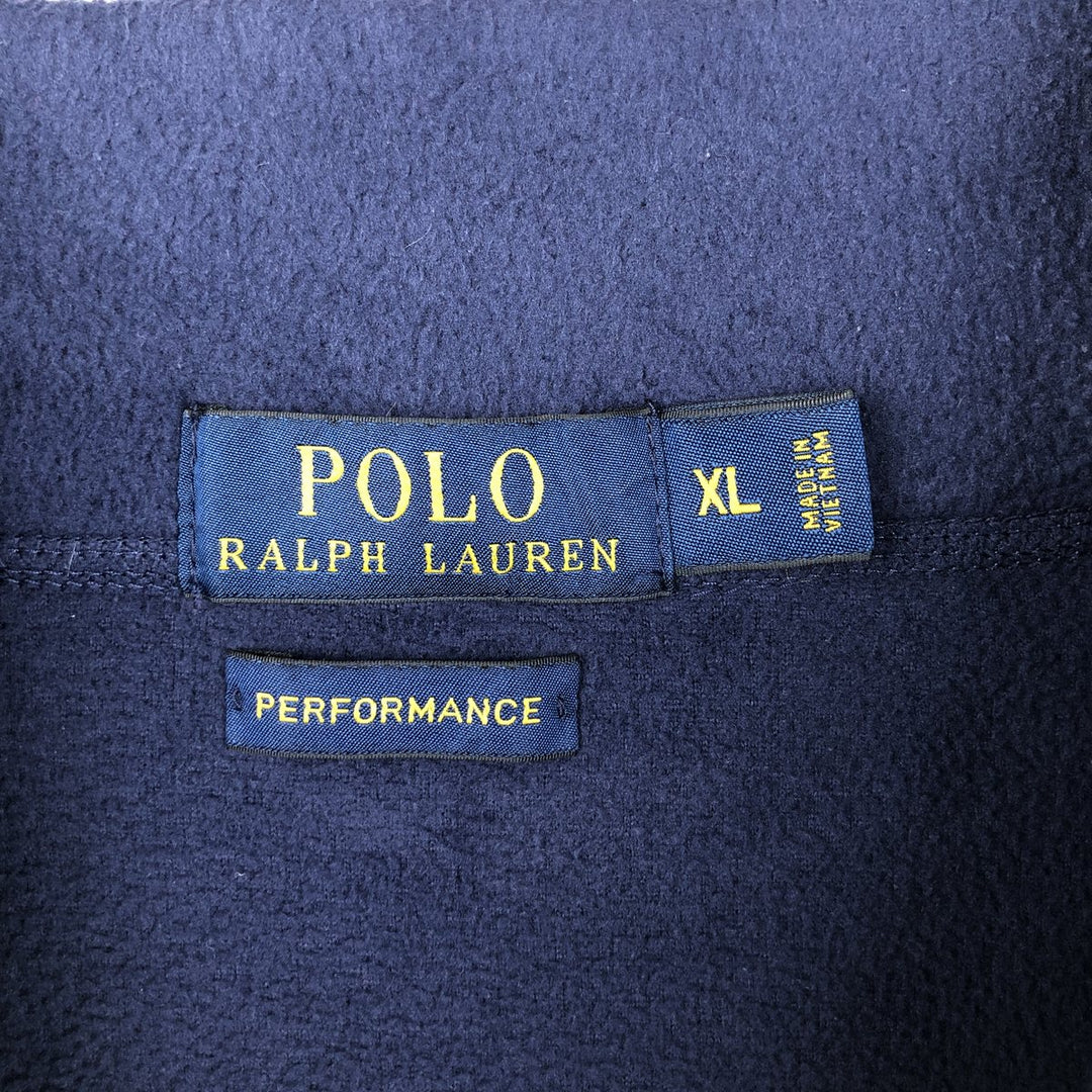 Ralph Lauren POLO RALPH LAUREN PERFORMANCE Half-Zip Fleece Pullover, Men's XL polyester navy blue type Vintage Second Hand