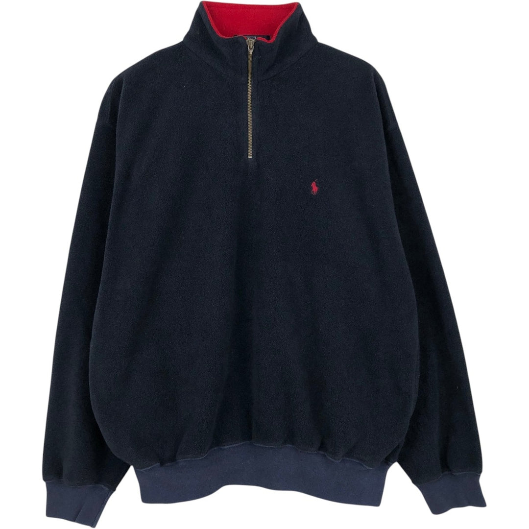 Ralph Lauren POLO by Ralph Lauren Half-Zip Fleece Pullover, Men's Size L polyester navy blue type Vintage Second Hand