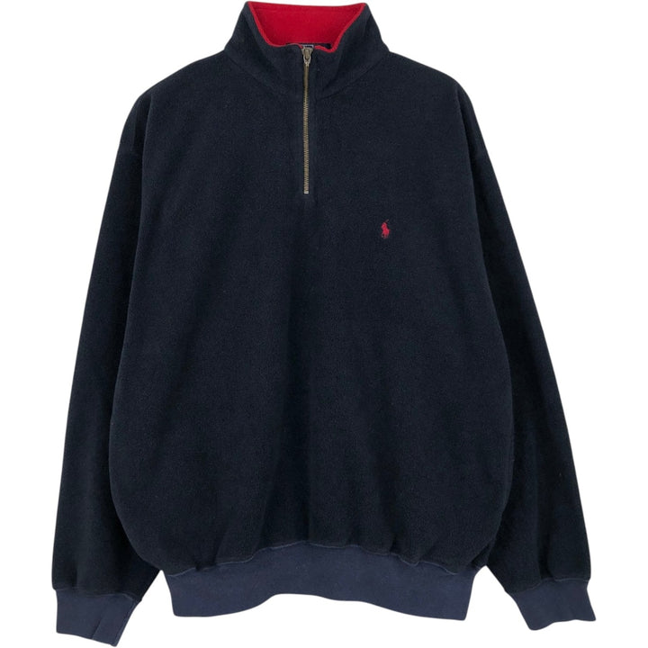 Ralph Lauren POLO by Ralph Lauren Half-Zip Fleece Pullover, Men's Size L polyester navy blue type Vintage Second Hand