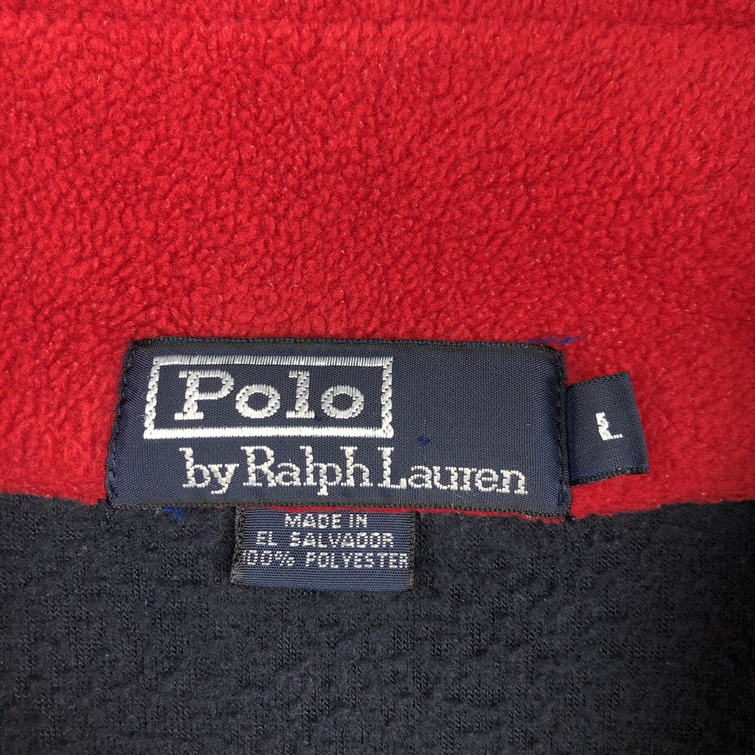 Ralph Lauren POLO by Ralph Lauren Half-Zip Fleece Pullover, Men's Size L polyester navy blue type Vintage Second Hand