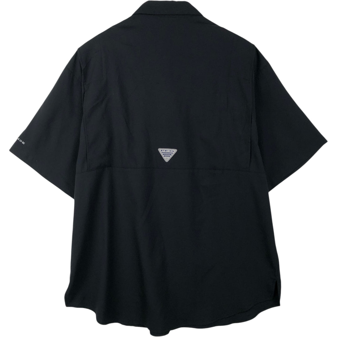 Columbia Short Sleeve Fishing Shirt, Men's Size L polyester black type Vintage Second Hand