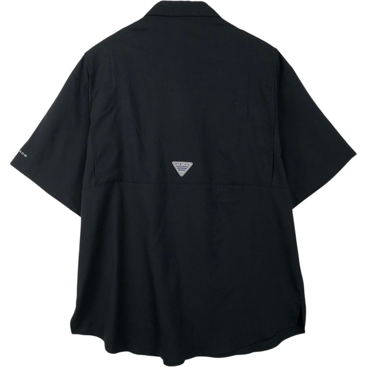 Columbia Short Sleeve Fishing Shirt, Men's Size L polyester black type Vintage Second Hand