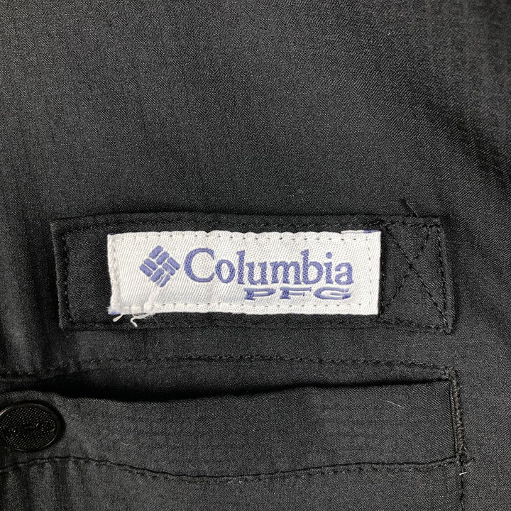Columbia Short Sleeve Fishing Shirt, Men's Size L polyester black type Vintage Second Hand