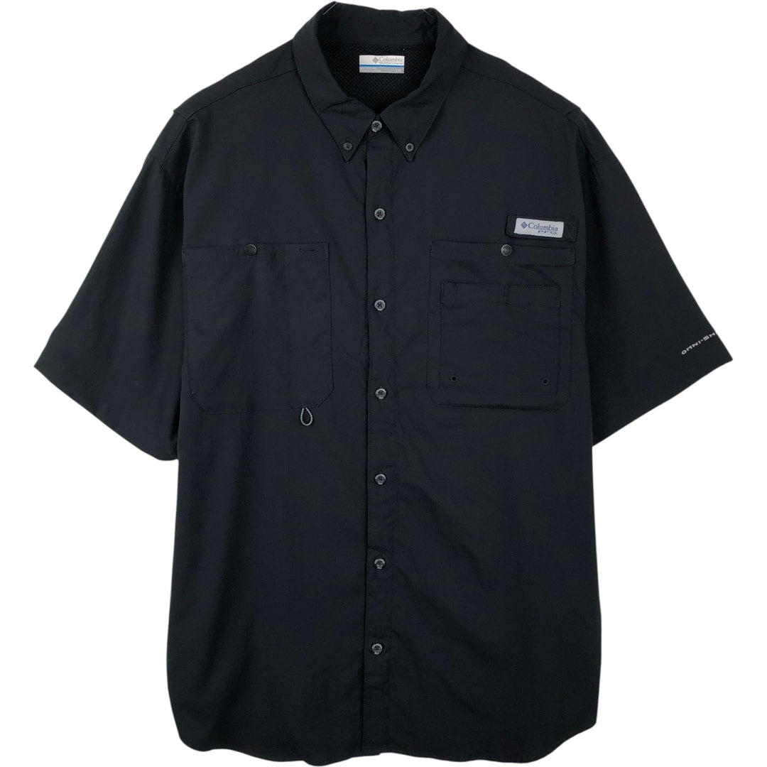Columbia Short Sleeve Fishing Shirt, Men's Size L polyester black type Vintage Second Hand