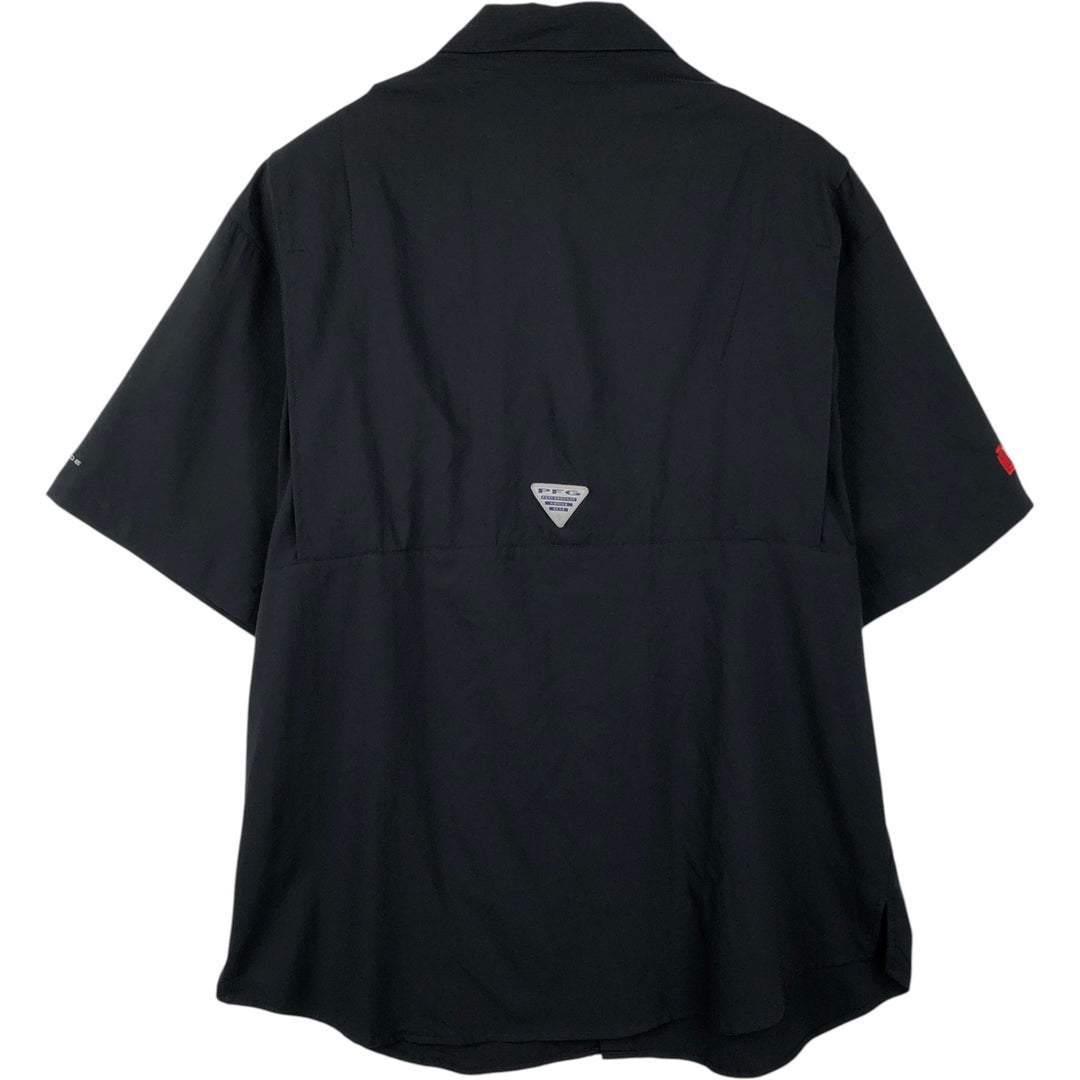 Columbia Short Sleeve Fishing Shirt, Men's Size L polyester black type Vintage Second Hand