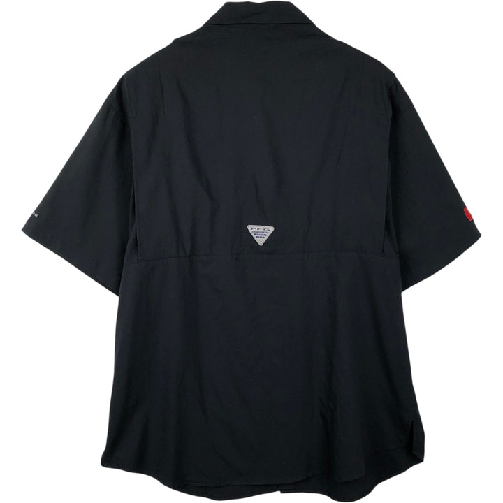 Columbia Short Sleeve Fishing Shirt, Men's Size L polyester black type Vintage Second Hand