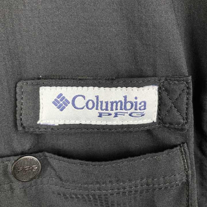 Columbia Short Sleeve Fishing Shirt, Men's Size L polyester black type Vintage Second Hand