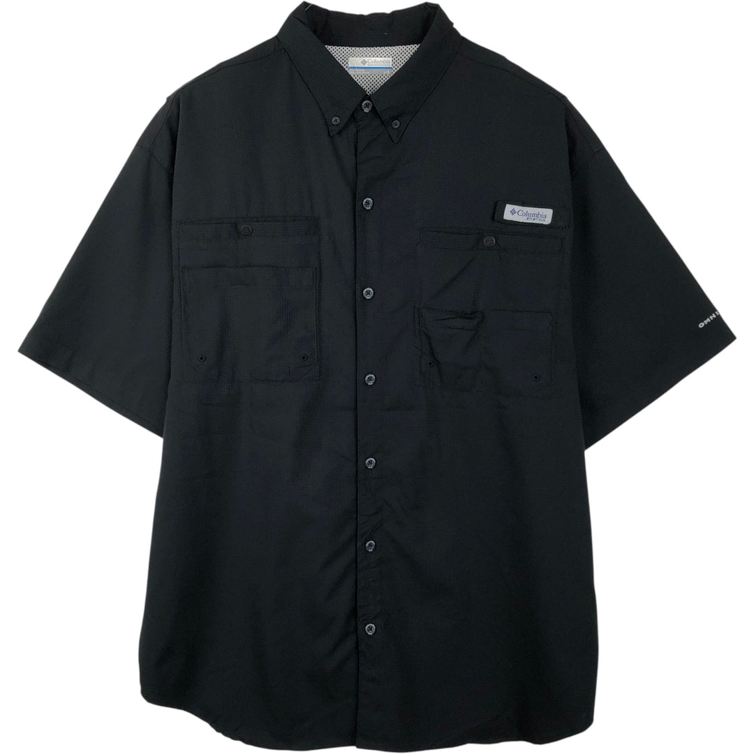 Columbia Short Sleeve Fishing Shirt, Men's Size L polyester black type Vintage Second Hand