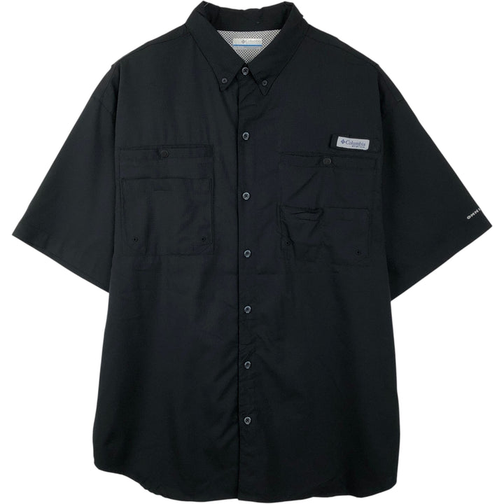 Columbia Short Sleeve Fishing Shirt, Men's Size L polyester black type Vintage Second Hand