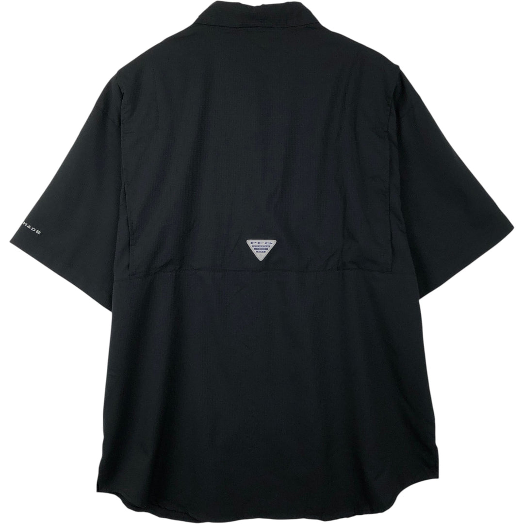 Columbia Short Sleeve Fishing Shirt, Men's Size L polyester black type Vintage Second Hand