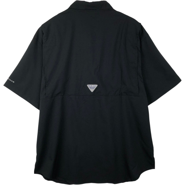 Columbia Short Sleeve Fishing Shirt, Men's Size L polyester black type Vintage Second Hand