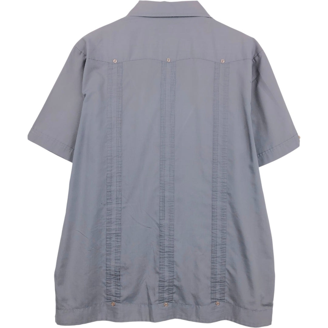 80'S ROMANI Short Sleeve Open Collar Mexican Shirt Cuban Shirt Box Shirt Men's XL Vintage polyester gray type Vintage Second Hand