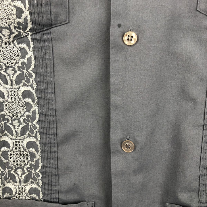 80'S ROMANI Short Sleeve Open Collar Mexican Shirt Cuban Shirt Box Shirt Men's XL Vintage polyester gray type Vintage Second Hand