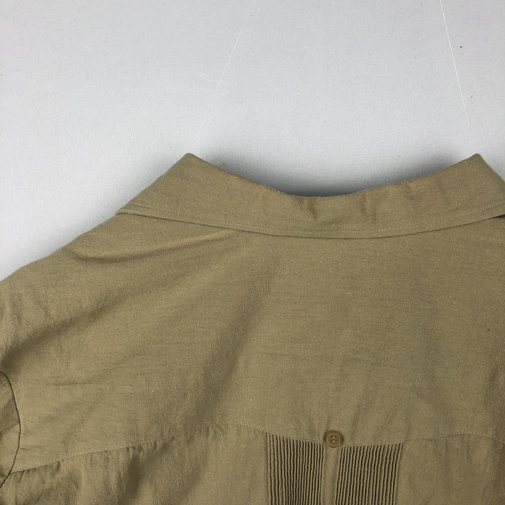Villanueva Short-Sleeve Open-Collar Mexican Shirt, Cuban Shirt, Boxy Shirt, Men's Size L (Equivalent), Vintage unclear Beige type Vintage Second Hand