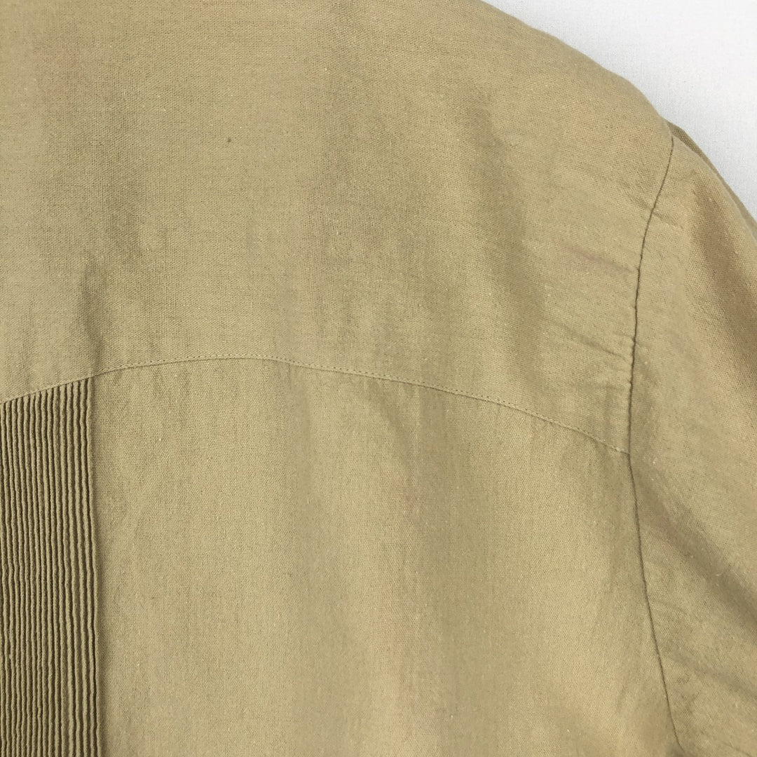 Villanueva Short-Sleeve Open-Collar Mexican Shirt, Cuban Shirt, Boxy Shirt, Men's Size L (Equivalent), Vintage unclear Beige type Vintage Second Hand