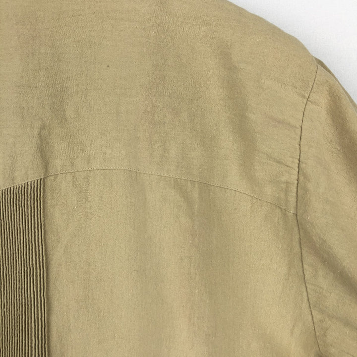 Villanueva Short-Sleeve Open-Collar Mexican Shirt, Cuban Shirt, Boxy Shirt, Men's Size L (Equivalent), Vintage unclear Beige type Vintage Second Hand