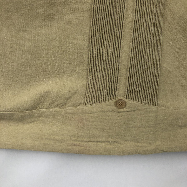 Villanueva Short-Sleeve Open-Collar Mexican Shirt, Cuban Shirt, Boxy Shirt, Men's Size L (Equivalent), Vintage unclear Beige type Vintage Second Hand
