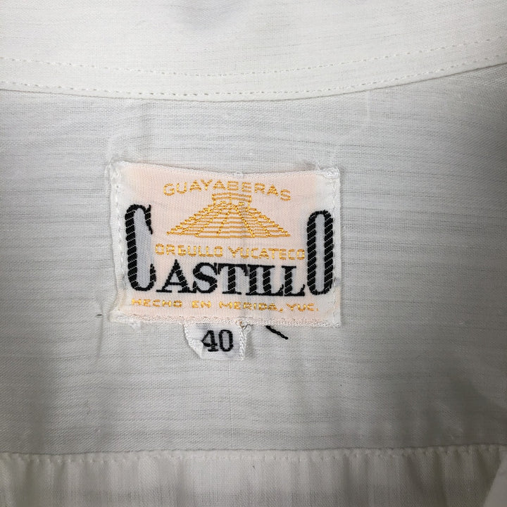 CASTILLO Short-Sleeve Open-Collar Mexican Shirt, Cuban Shirt, Boxy Shirt, Men's Size L (Equivalent), Vintage unclear white type Vintage Second Hand