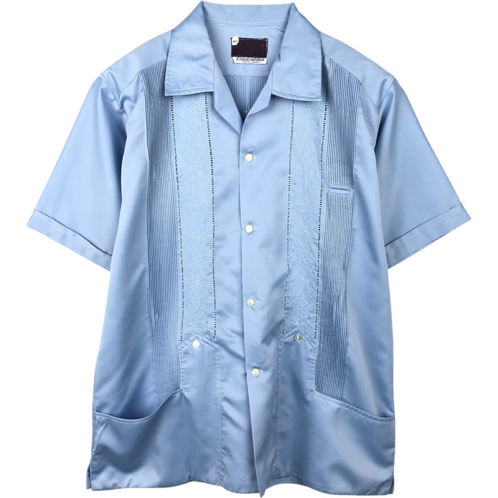 Short-sleeved open-collar Mexican shirt, Cuban shirt, boxy shirt, men's size L. unclear Blue type light blue Vintage Second Hand
