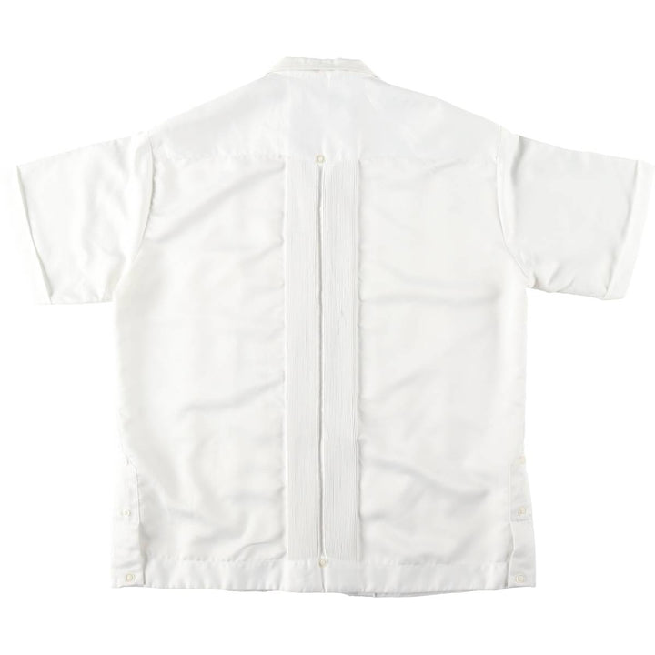 RAMIREZ Embroidered Short-Sleeve Open-Collar Mexican Shirt, Cuban Shirt, Boxy Shirt, Men's Size L silk white type Vintage Second Hand