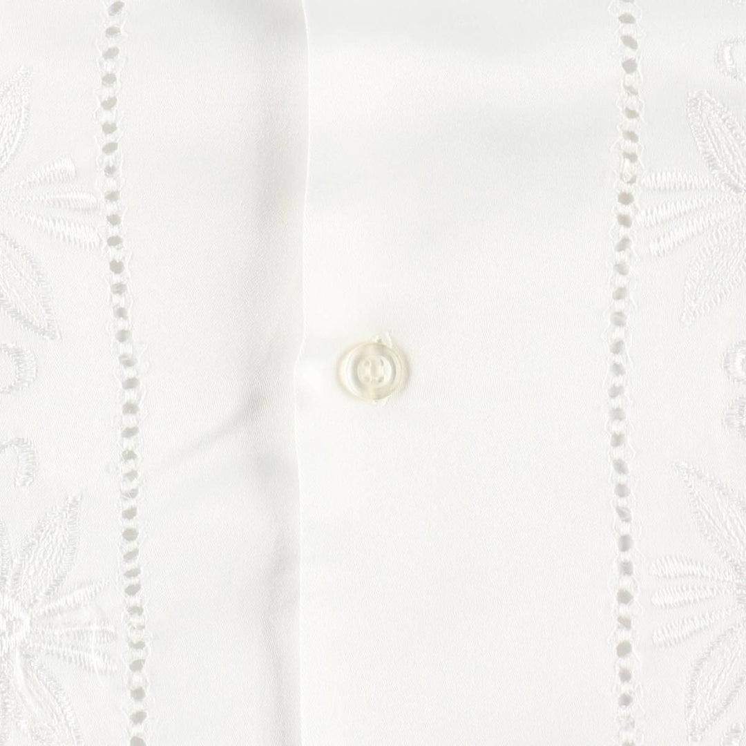 RAMIREZ Embroidered Short-Sleeve Open-Collar Mexican Shirt, Cuban Shirt, Boxy Shirt, Men's Size L silk white type Vintage Second Hand