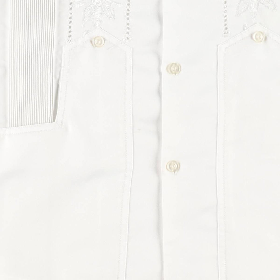 RAMIREZ Embroidered Short-Sleeve Open-Collar Mexican Shirt, Cuban Shirt, Boxy Shirt, Men's Size L silk white type Vintage Second Hand