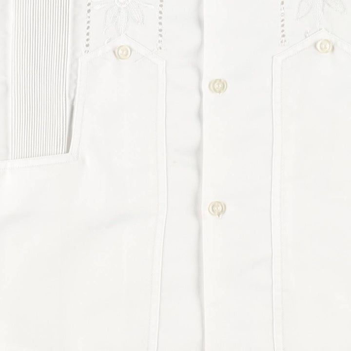 RAMIREZ Embroidered Short-Sleeve Open-Collar Mexican Shirt, Cuban Shirt, Boxy Shirt, Men's Size L silk white type Vintage Second Hand