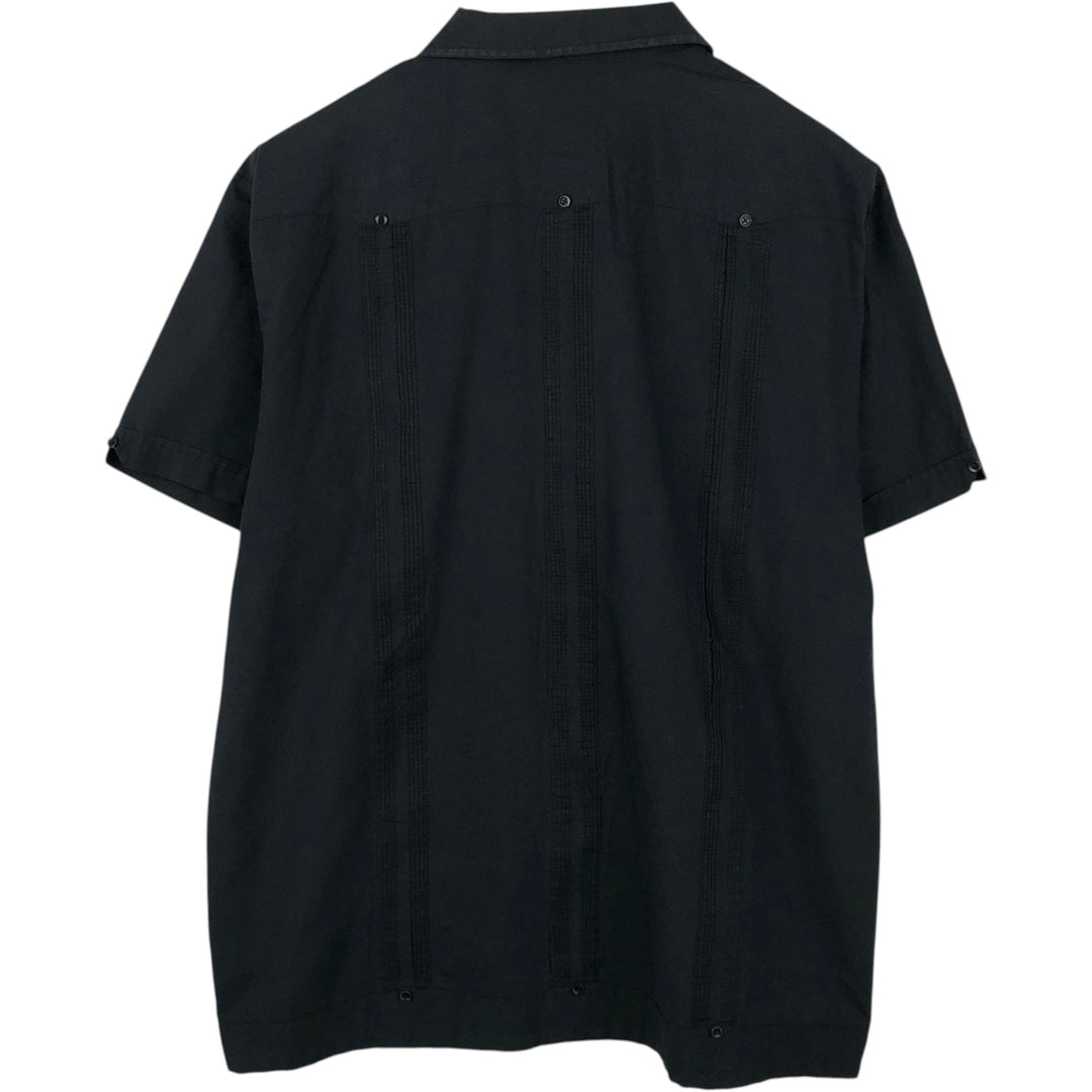 MONTE CARLO Short Sleeve Open Collar Mexican Shirt Cuban Shirt Box Shirt Men's XL polyester black type Vintage Second Hand