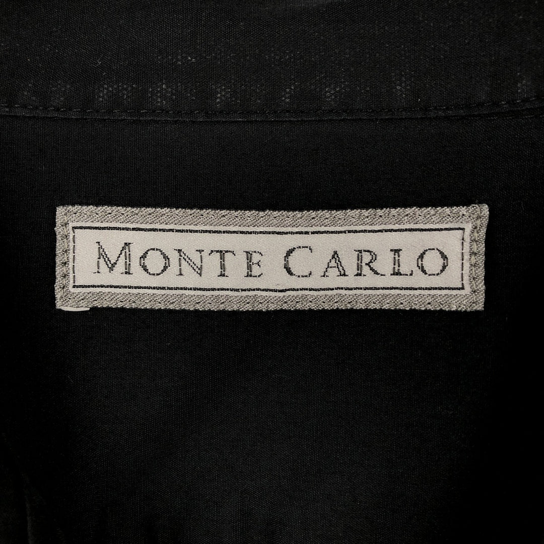MONTE CARLO Short Sleeve Open Collar Mexican Shirt Cuban Shirt Box Shirt Men's XL polyester black type Vintage Second Hand