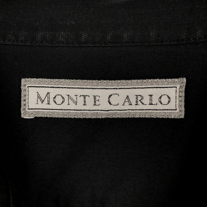 MONTE CARLO Short Sleeve Open Collar Mexican Shirt Cuban Shirt Box Shirt Men's XL polyester black type Vintage Second Hand