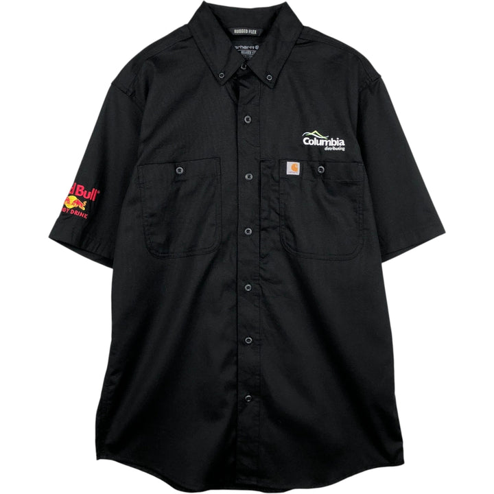 Carhartt Relaxed Fit Button-down Short Sleeve Work Shirt, Men's Medium cotton black type Vintage Second Hand