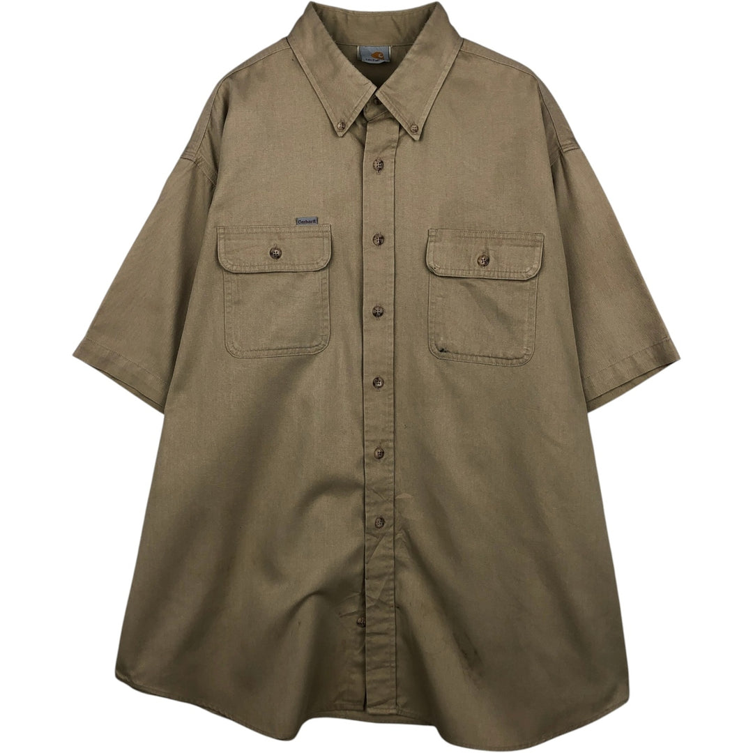 Carhartt button-down short-sleeve work shirt, men's XL size unclear Beige type Vintage Second Hand