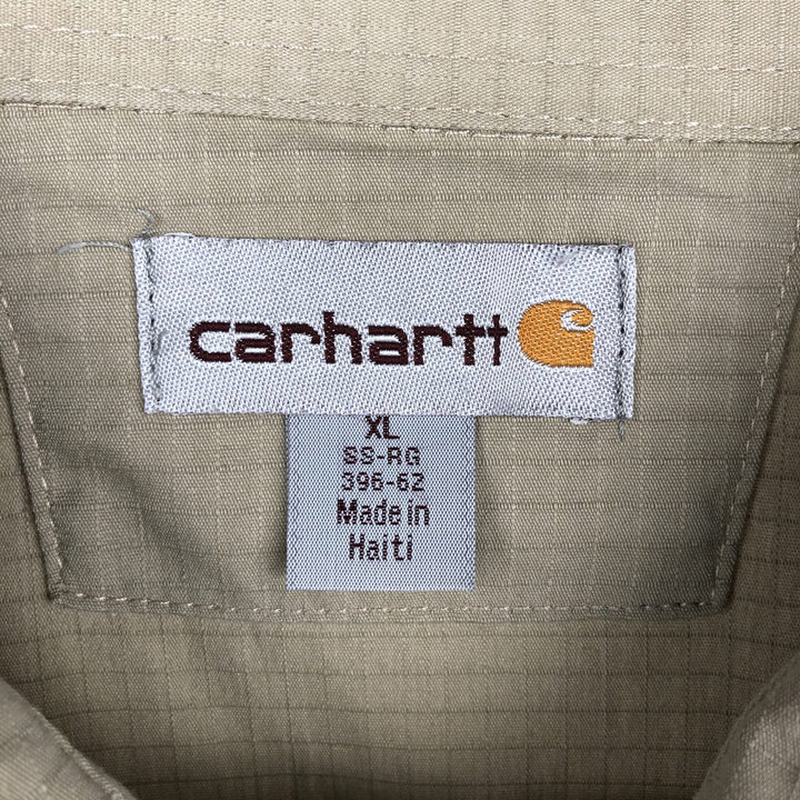 Carhartt Ripstop Short-Sleeve Work Shirt, Men's Size XL polyester Beige type Vintage Second Hand