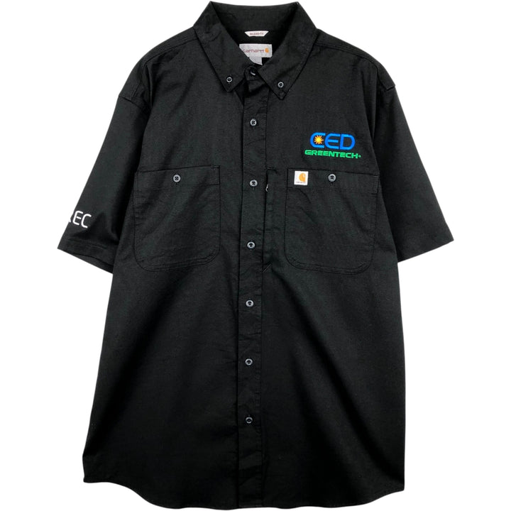 Carhartt Relaxed Fit Button-down Short Sleeve Work Shirt, Men's Size L cotton black type Vintage Second Hand