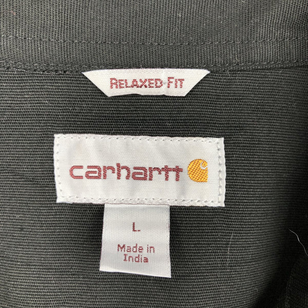 Carhartt Relaxed Fit Button-down Short Sleeve Work Shirt, Men's Size L cotton black type Vintage Second Hand
