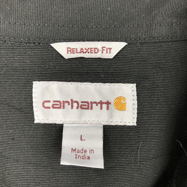 Carhartt Relaxed Fit Button-down Short Sleeve Work Shirt, Men's Size L cotton black type Vintage Second Hand