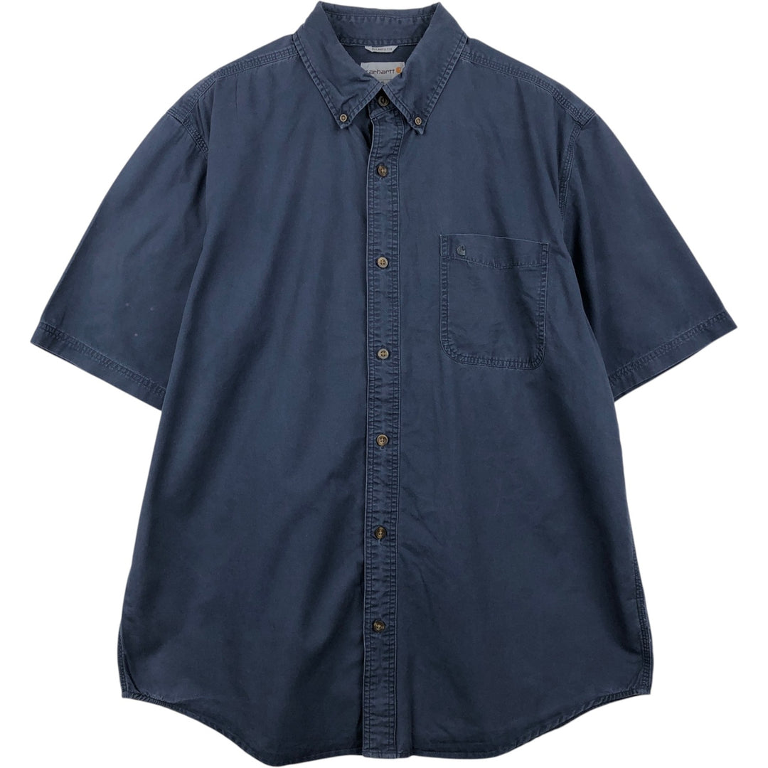Carhartt Relaxed Fit Short-Sleeve Work Shirt, Men's Size XL (approx.) cotton navy blue type Vintage Second Hand