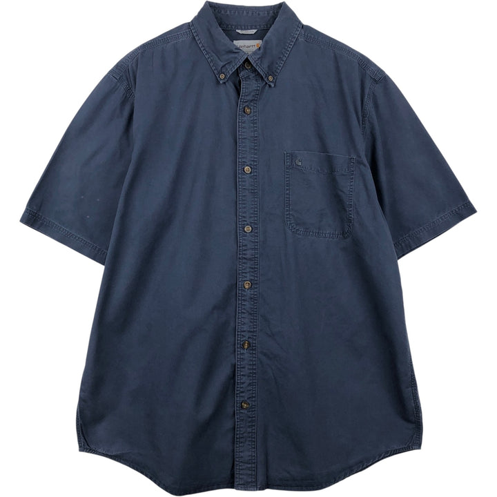 Carhartt Relaxed Fit Short-Sleeve Work Shirt, Men's Size XL (approx.) cotton navy blue type Vintage Second Hand