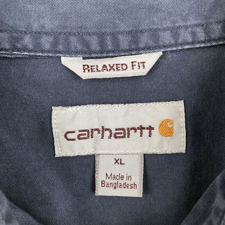 Carhartt Relaxed Fit Short-Sleeve Work Shirt, Men's Size XL (approx.) cotton navy blue type Vintage Second Hand