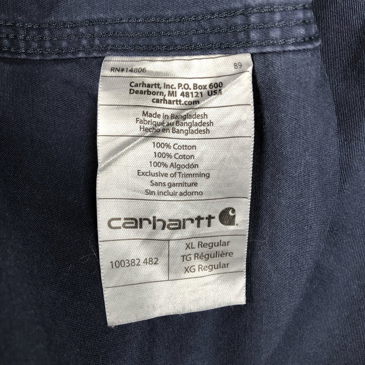 Carhartt Relaxed Fit Short-Sleeve Work Shirt, Men's Size XL (approx.) cotton navy blue type Vintage Second Hand