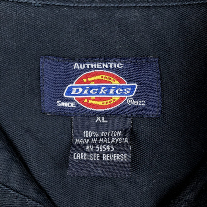 Dickies short-sleeved work shirt, men's size XL. cotton navy blue type Vintage Second Hand