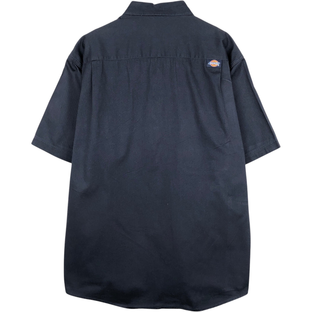 Dickies short sleeve work shirt, men's size L cotton navy blue type Vintage Second Hand