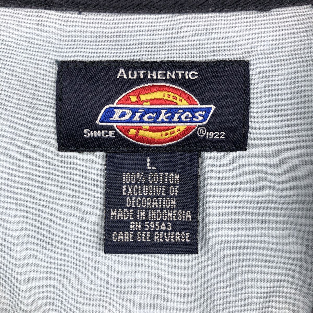Dickies short sleeve work shirt, men's size L cotton navy blue type Vintage Second Hand