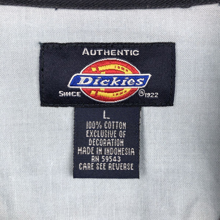 Dickies short sleeve work shirt, men's size L cotton navy blue type Vintage Second Hand