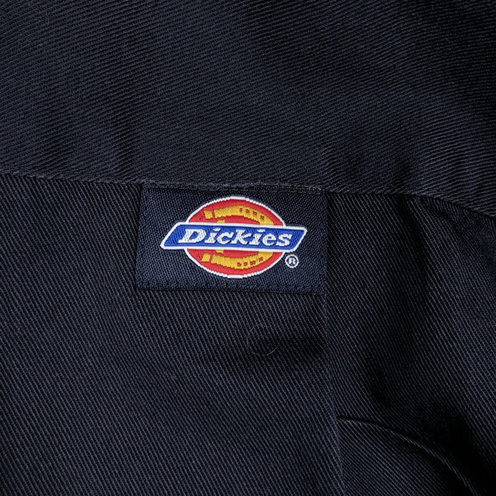 Dickies short sleeve work shirt, men's size L cotton navy blue type Vintage Second Hand