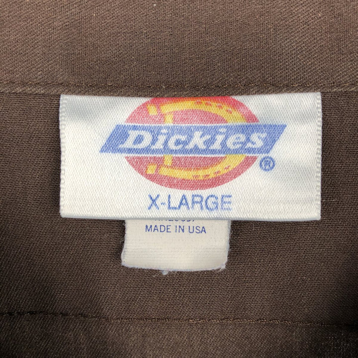 90'S Dickies Short-Sleeve Work Shirt, Boxy Shirt, Made in USA, Men's XL Equivalent, Vintage polyester brown type Vintage Second Hand