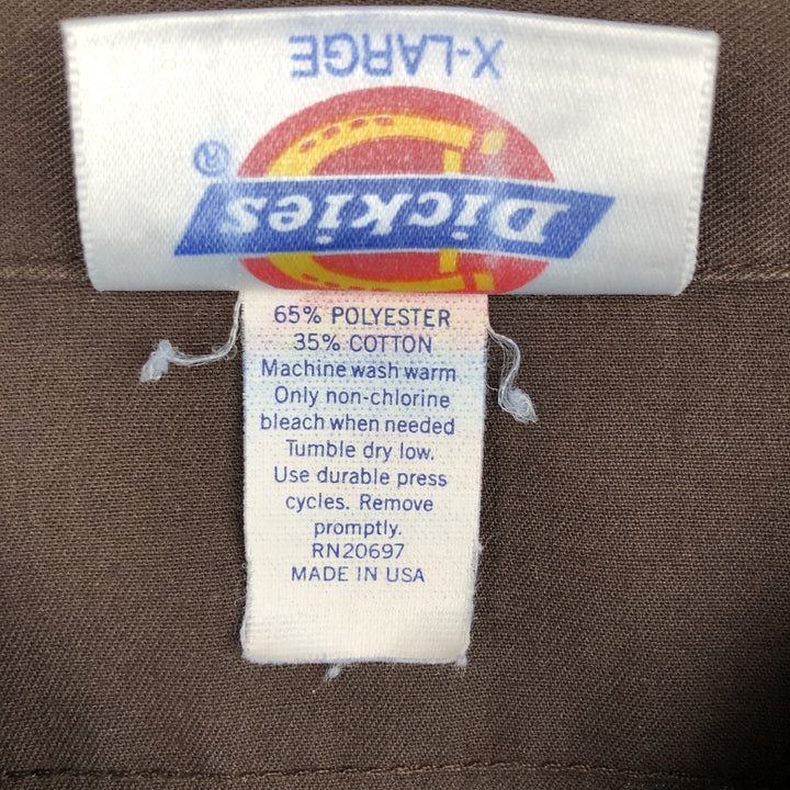 90'S Dickies Short-Sleeve Work Shirt, Boxy Shirt, Made in USA, Men's XL Equivalent, Vintage polyester brown type Vintage Second Hand