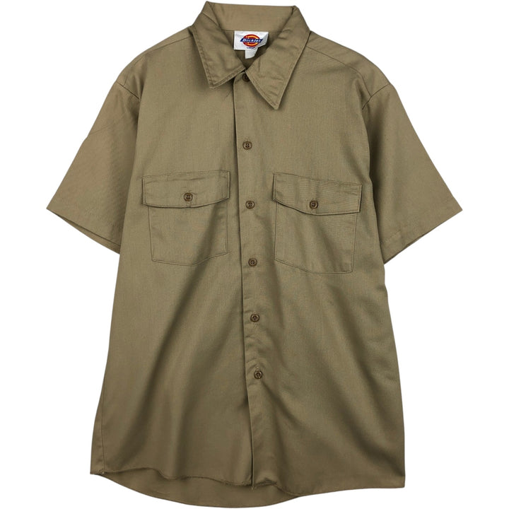 Dickies short sleeve work shirt, men's size L polyester Beige type Vintage Second Hand